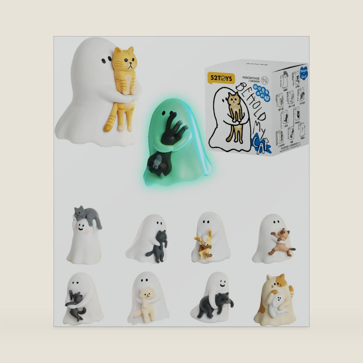 52TOYS Ghody - Behold My Cat Blind Box, 2Pcs Collectible Toy Kawaii Action Figures Creative Gift Room Decor Desktop Decoration 1.85 Inch, Gift for Birthday Party