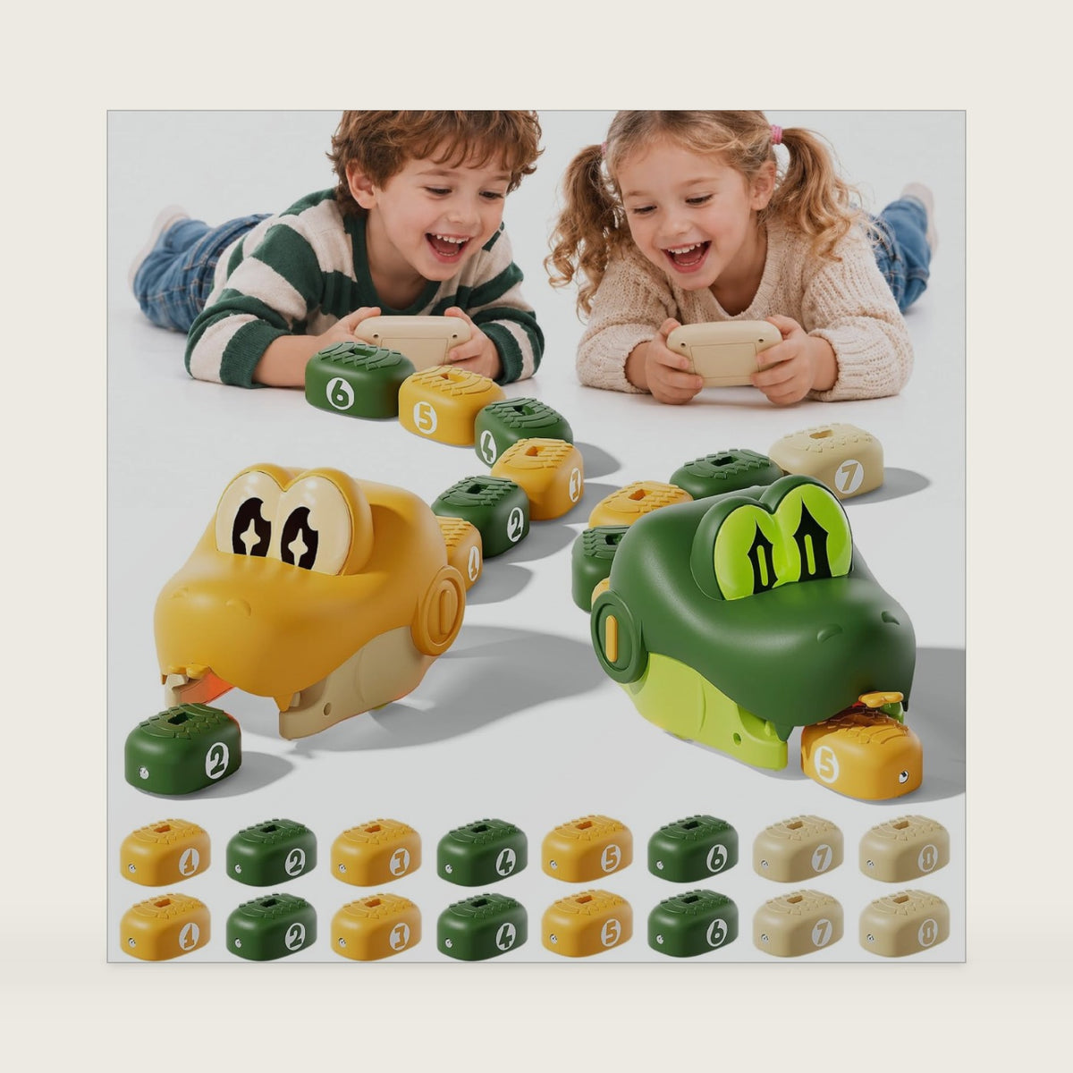 RC Snake Eating Toys For Kids 6-12, 16 Magnetic Rail Train Blocks (2pcs)