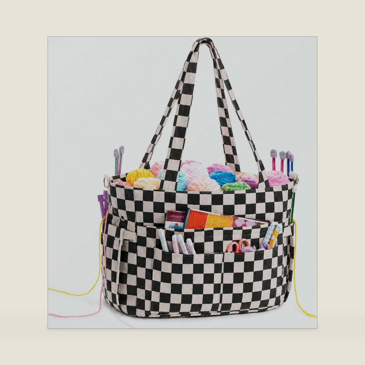MYBAGZING Crochet Bag Organizer, Yarn Storage Tote for Knitting Accessories