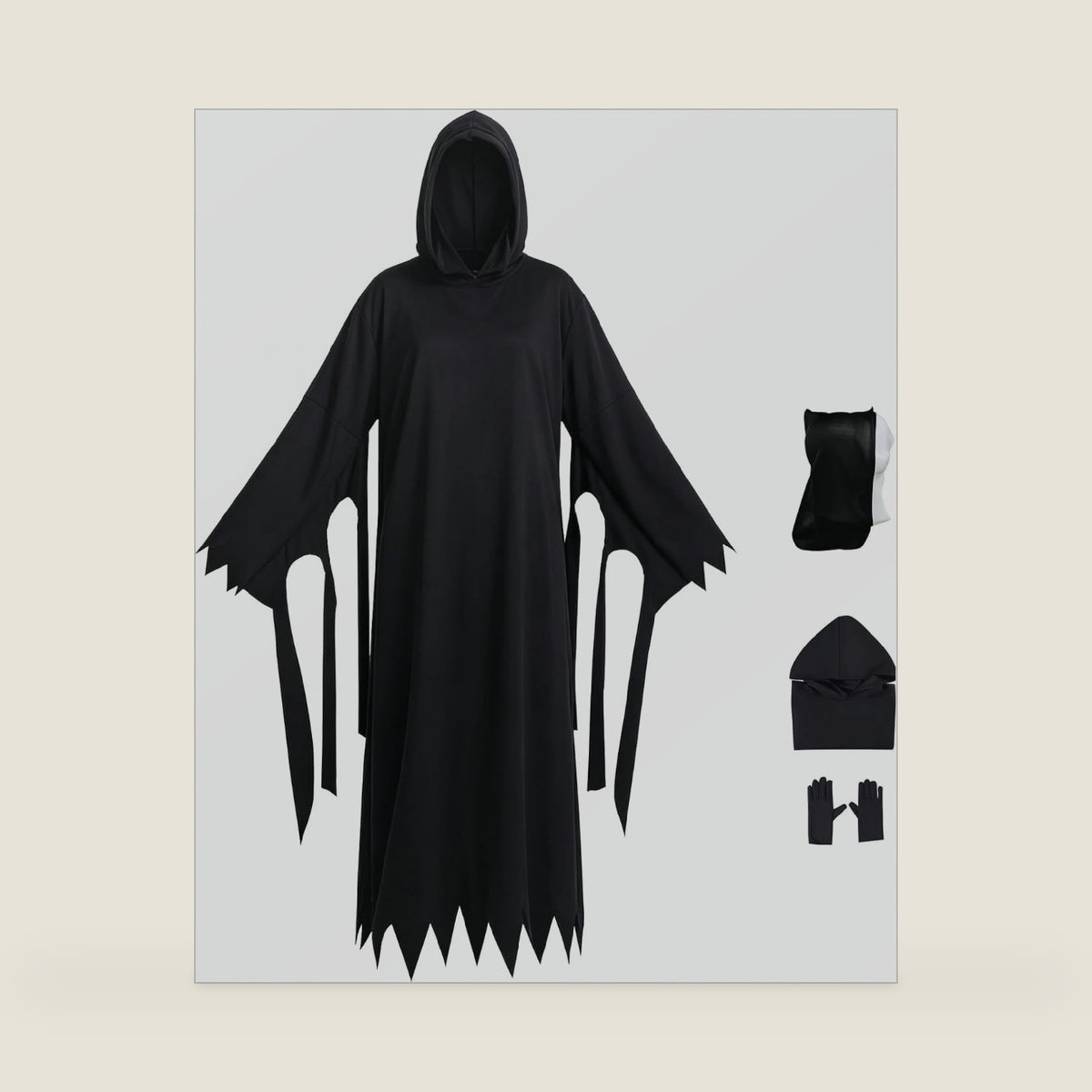 Scary Costume Horror Movie Outfit Robe Cloak Mask Halloween Cosplay