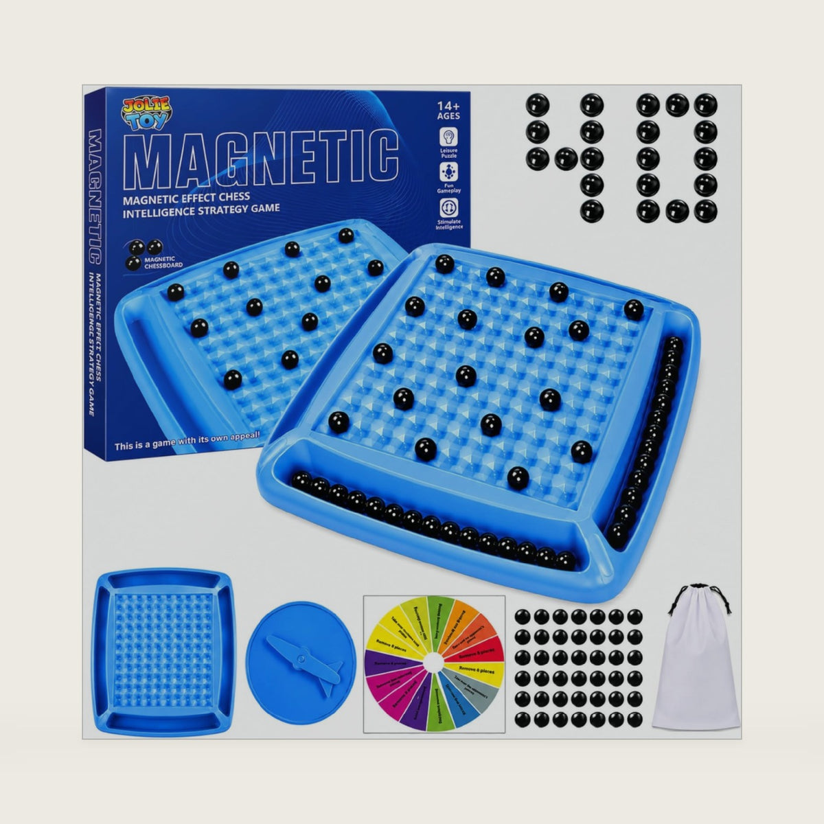 JOLIETOY Magnet Game Chess Set, Magnetic Board Games for Kids 6-8-12, Magnet Chess Game for Kids & Adults, Family Strategy Game, Travel Educational Toy Birthday Gift for Kids