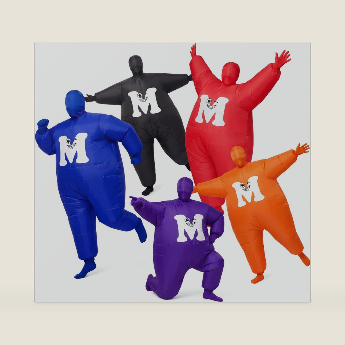 5 Packs Adult Inflatable Sumo Costume Suit Halloween Full Blow up Body Suit