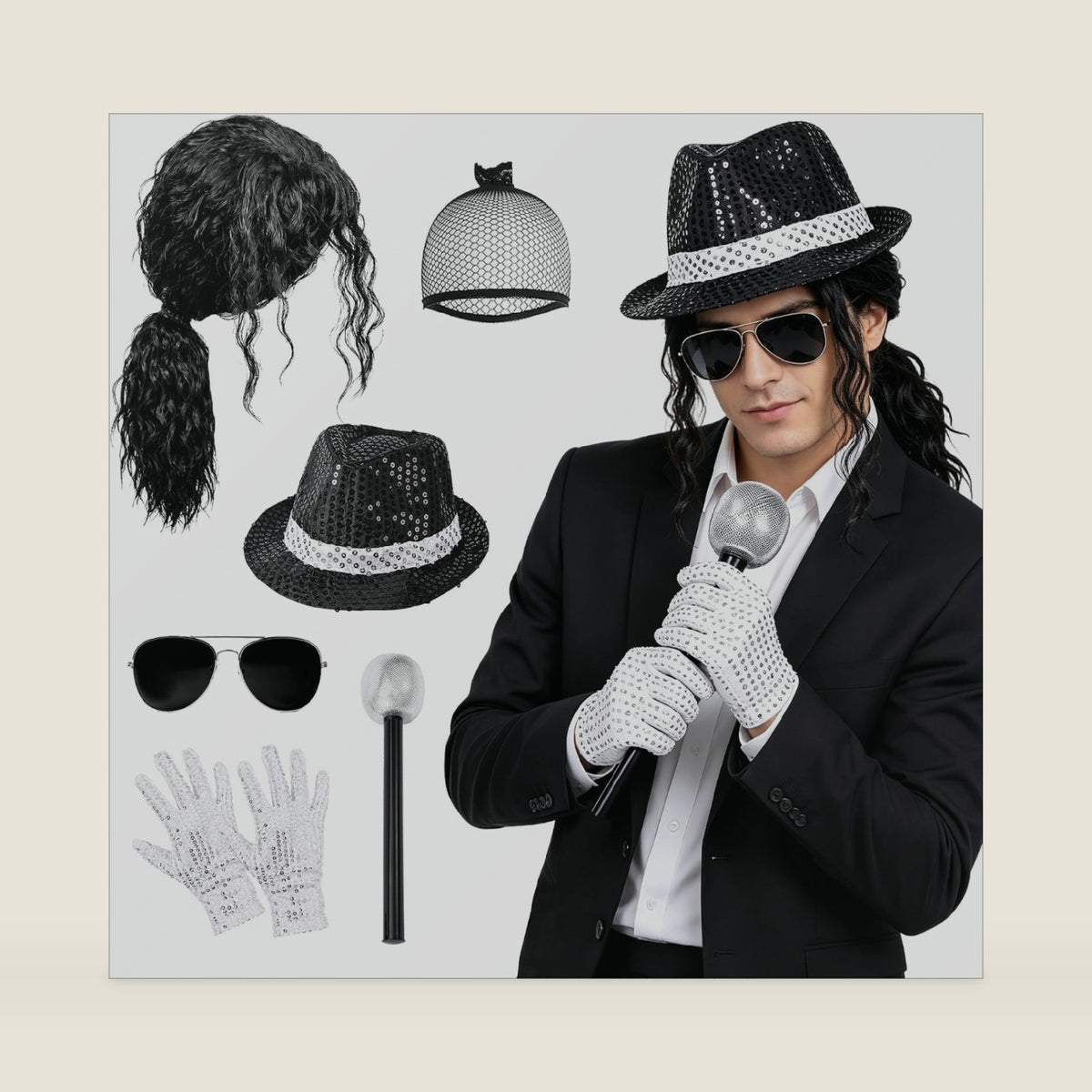 Retro 70s 80s Pop Singer Disco Costume Set for Halloween,Cosplay,party