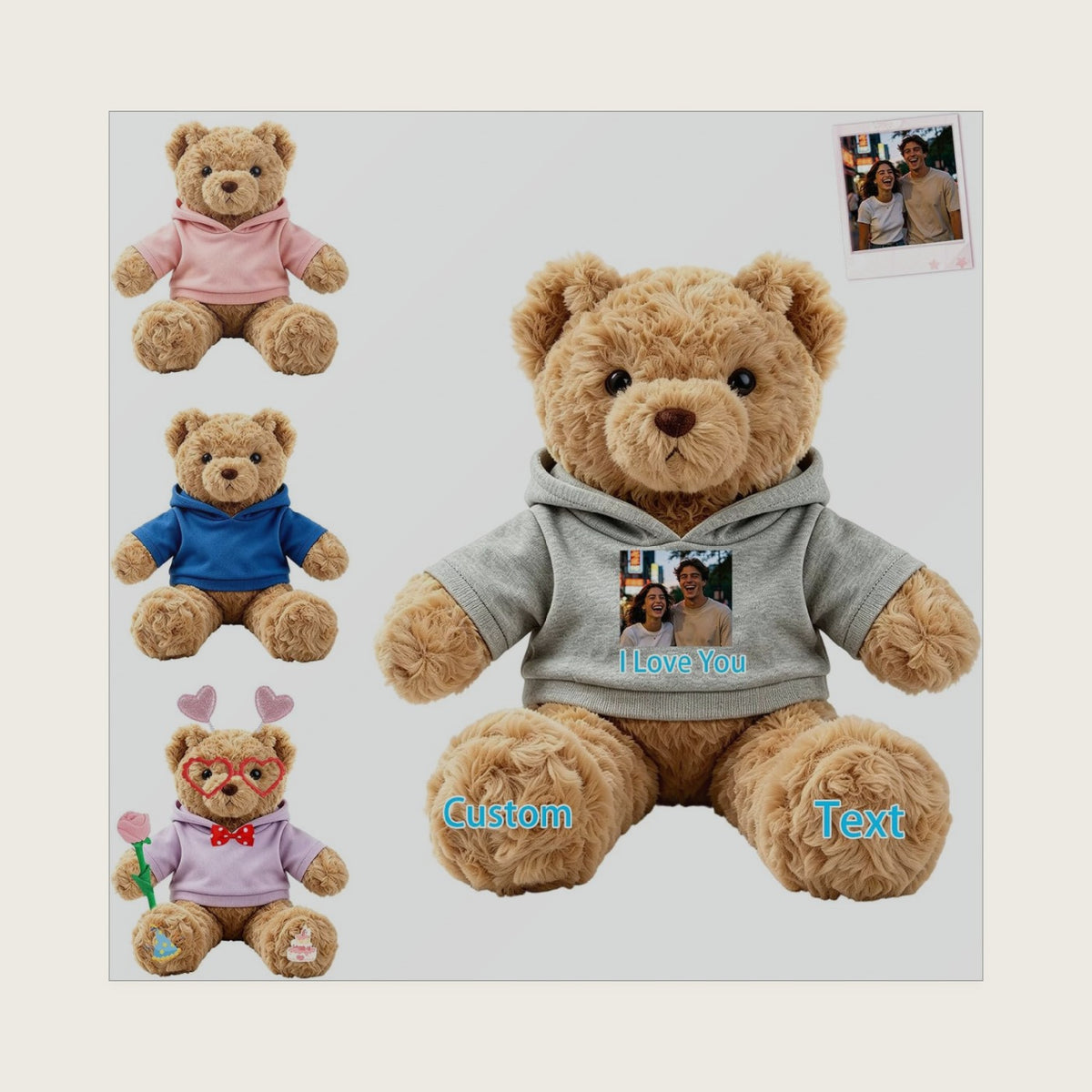 Personalized Photo Teddy Bear Stuffed Animal with Name and Date