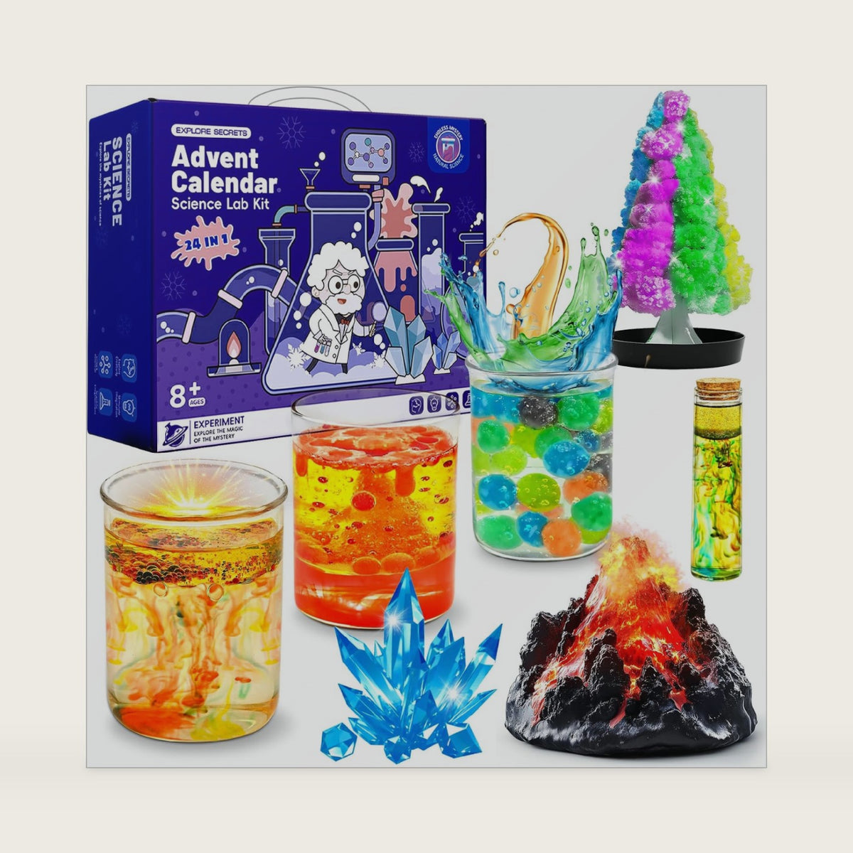 Advent Calendar 2026 Science Experiment Kit with Video Instruction for Kids 24-Day STEM Education Toys Christmas Countdown Gift Stocking Stuffers for Boys and Girls