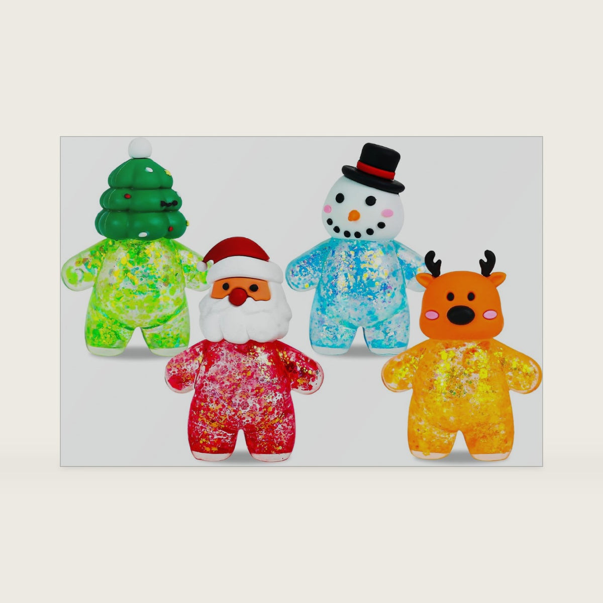 4Pack Christmas Squishy Set,Squishy Fidget Toys(Santa, Snowman, Deer, Tree)