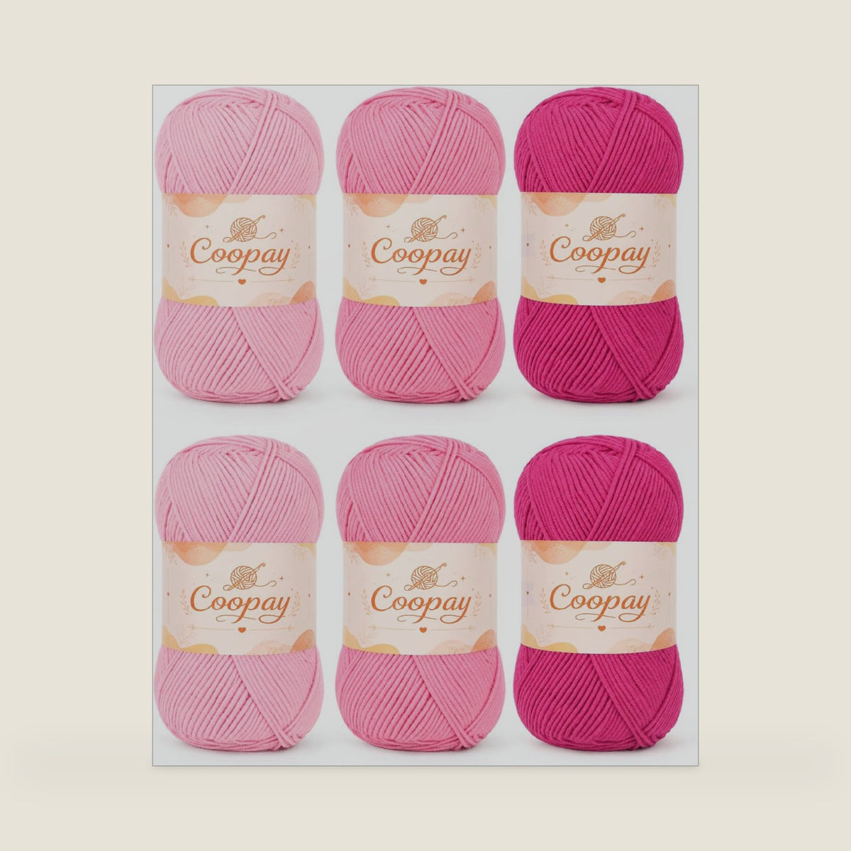 Coopay Cotton Yarn for Crocheting, 6 Pack Gradient Color Yarn Set, Pink