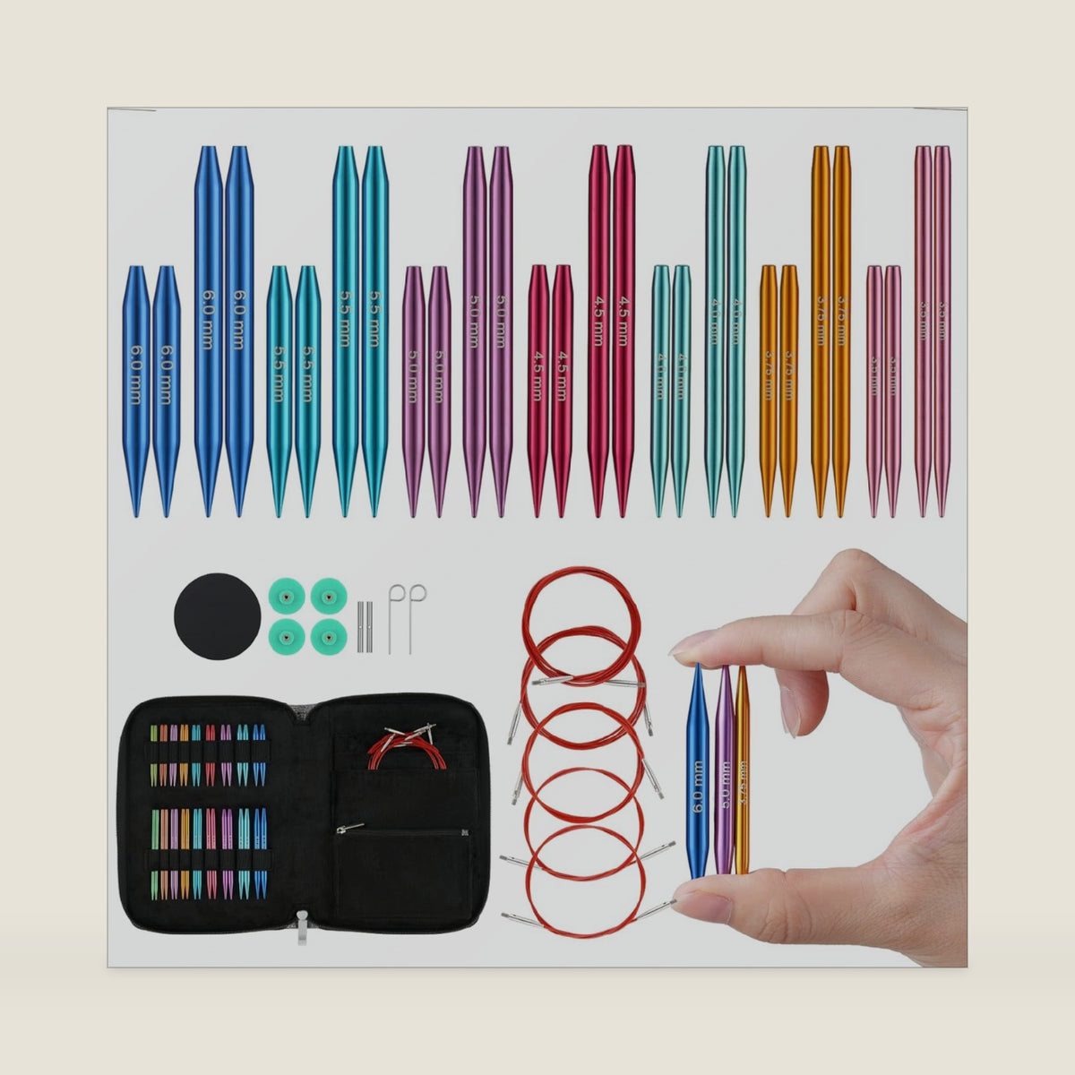 Guclud 2" & 3" Shorties Interchangeable Circular Knitting Needles Set