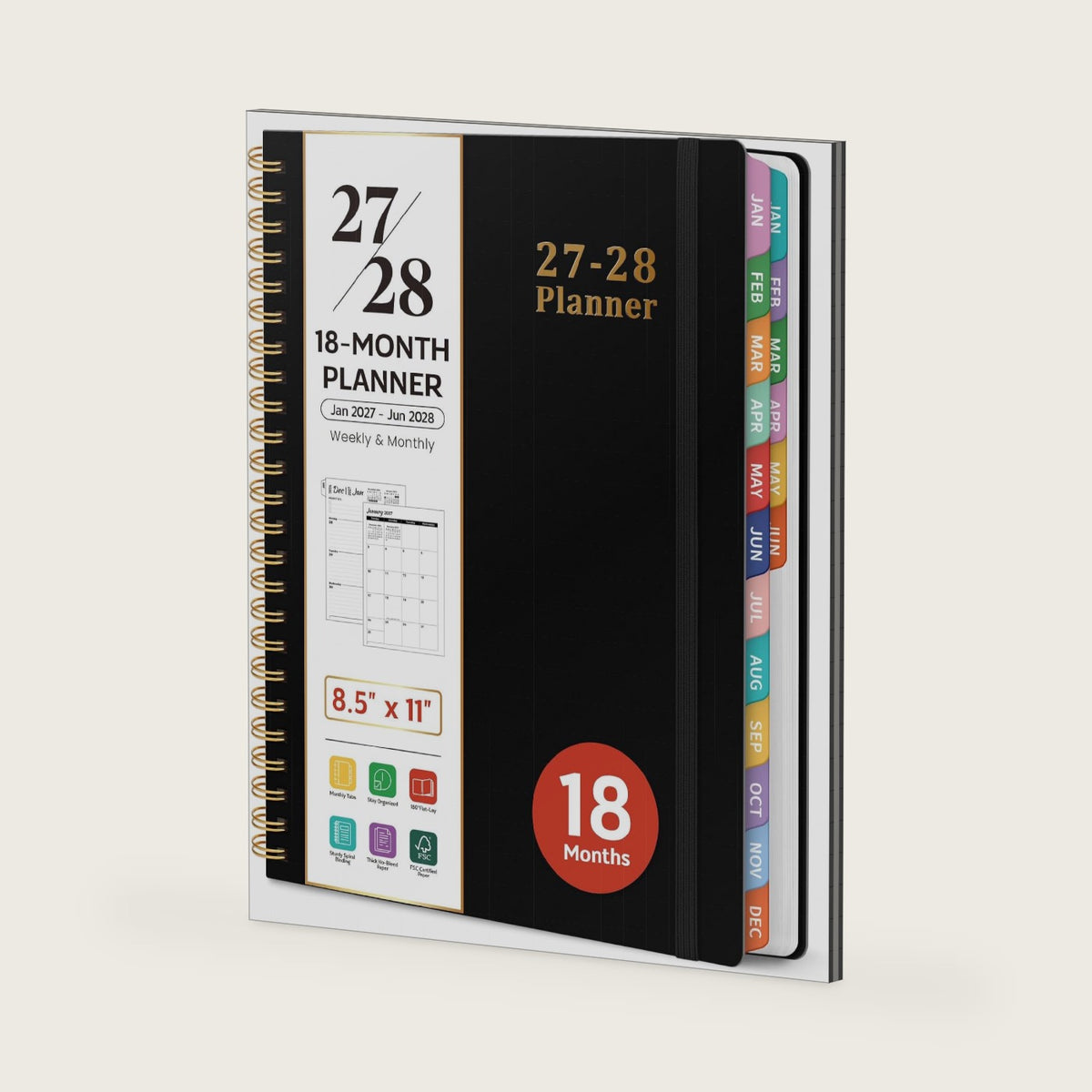 Planner 2027-2028, 18-Month Calendar Planner, Jan 2027-Jun 2028