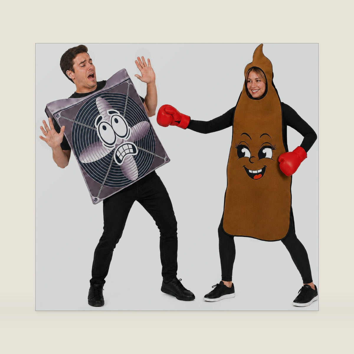 2 Pack Poop Fan Couple Costumes Set, Funny Halloween Couples Outfits