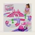 Race Car Tracks Toy Set for Girls Age 3-8, 214PCS Pink Princess Train Set