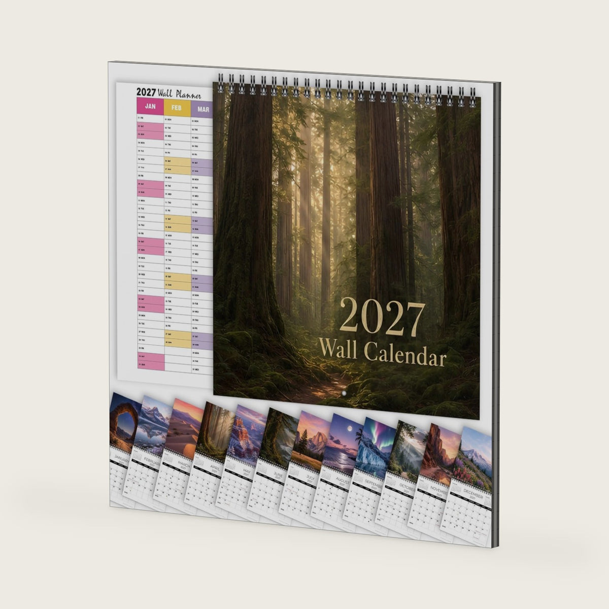 Nature Calendar 2027, Scenic Landscape, 12 Month 8.3" x 8.3"
