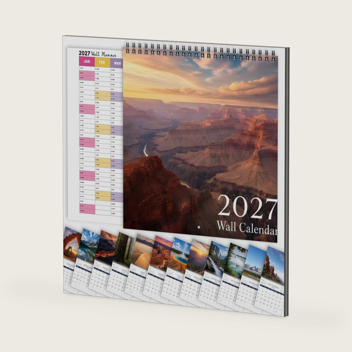 Nature Calendar 2027, Scenic Landscape, 12 Month 8.3" x 8.3"