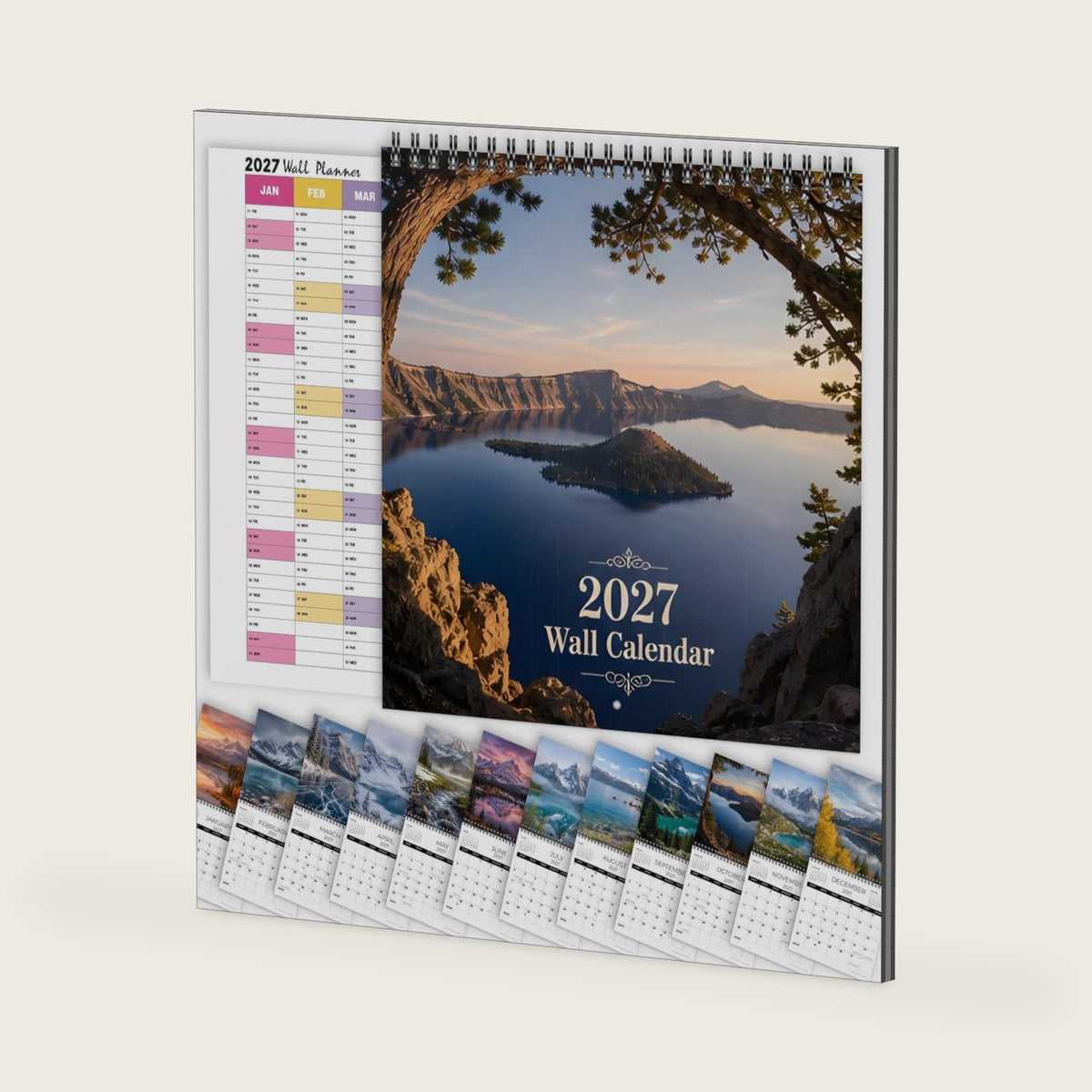 Nature Calendar 2027, Scenic Landscape, 12 Month 8.3" x 8.3"