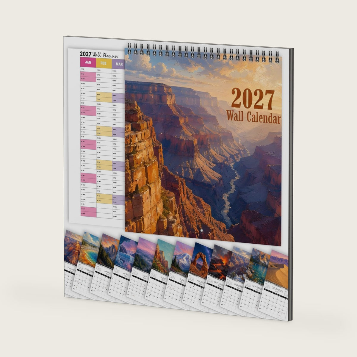 Nature Calendar 2027, Scenic Landscape, 12 Month 8.3" x 8.3"