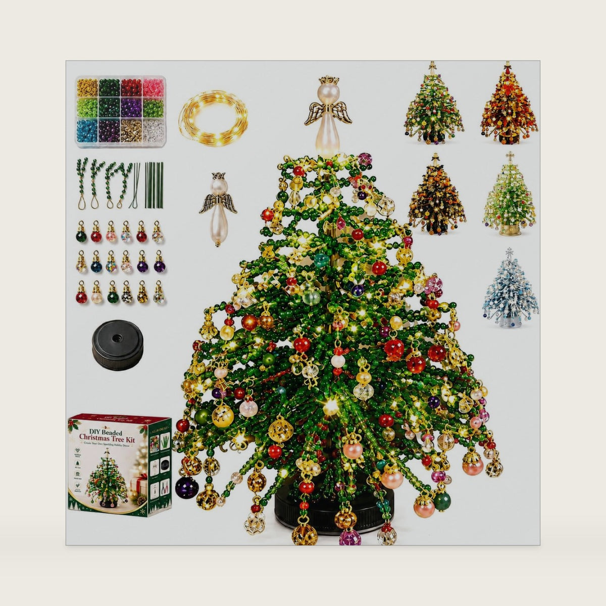 DIY Beaded Christmas Tree Kit for Adults, Crystal Holiday Craft Set，#A