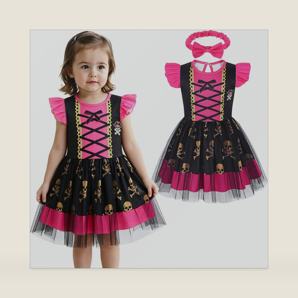 COTRIO Infant Baby Girls Princess Dress Halloween Costumes Toddler Tulle Tutu Fancy Party Dress Birthday Outfit with Headband