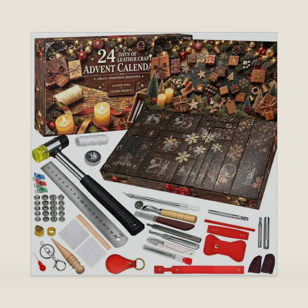 Leather Crafting Advent Calendar 2026, DIY Christmas Gift Kit for Beginners