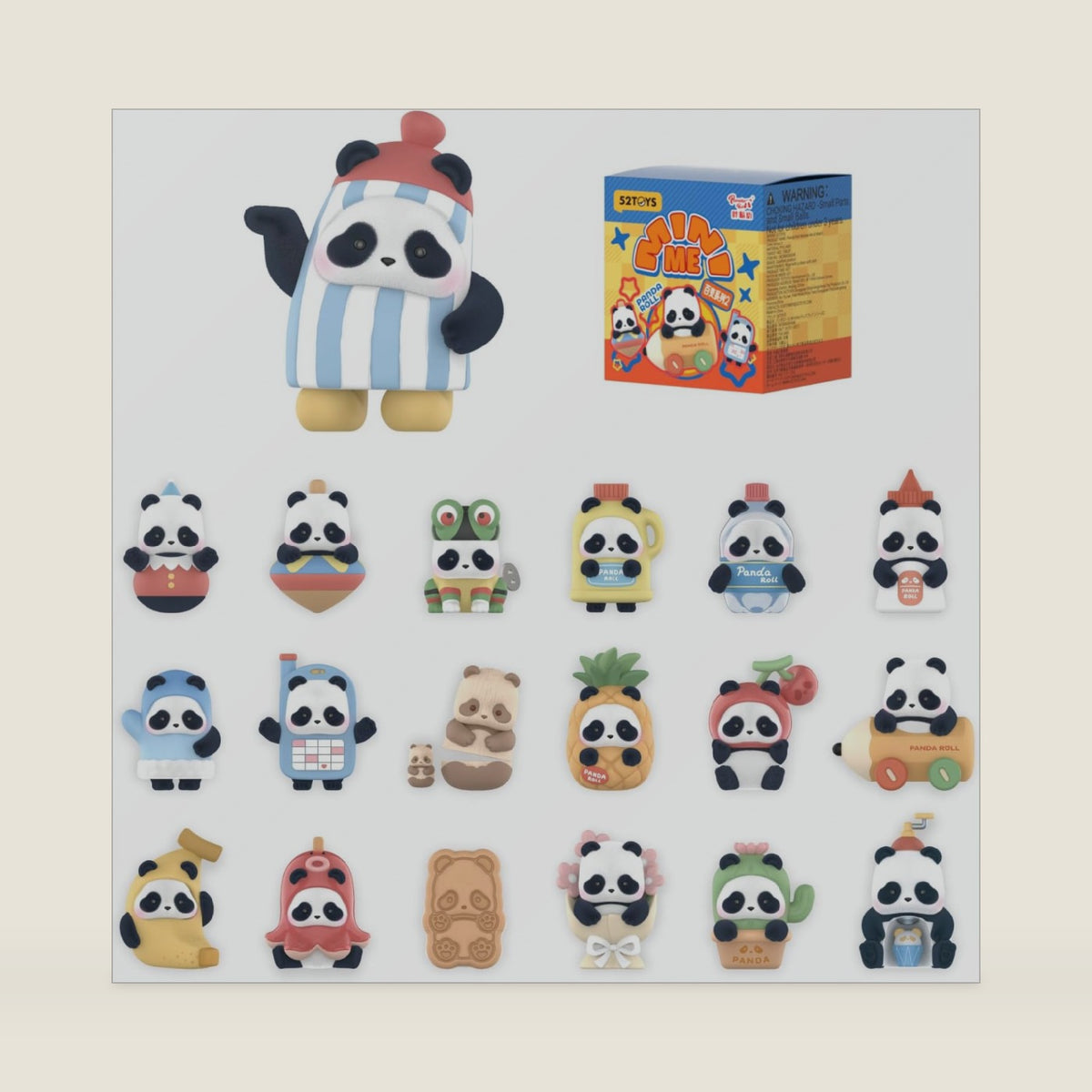 52TOYS Panda Roll Minime Mix & Match Crew Series 2, 2PCs Collectible Toy Kawaii Creative Gift Room Decor Desktop Decoration 1.97 Inch, Gift for Birthday Part