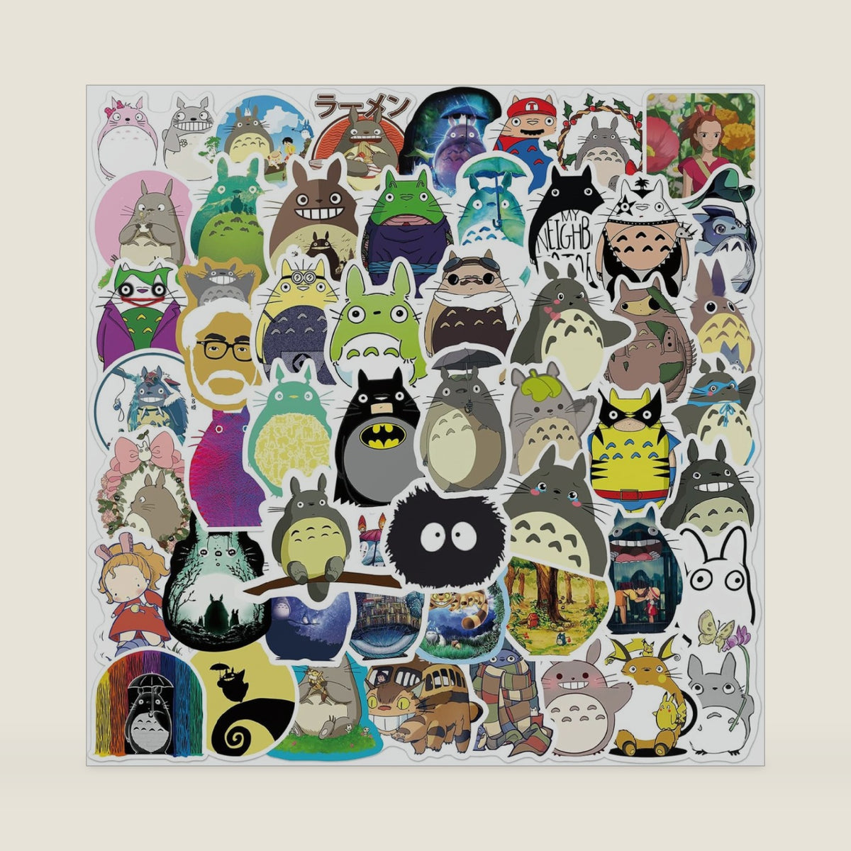 50pcs My Neighbor Totoro Stickers for Water Bottle, Cute Anime Cartoon Waterproof Vinyl Decal for Kids Teen Adult Girl Boy Laptop Phone Computer Skateboard Luggage Notebook Helmet Guitar