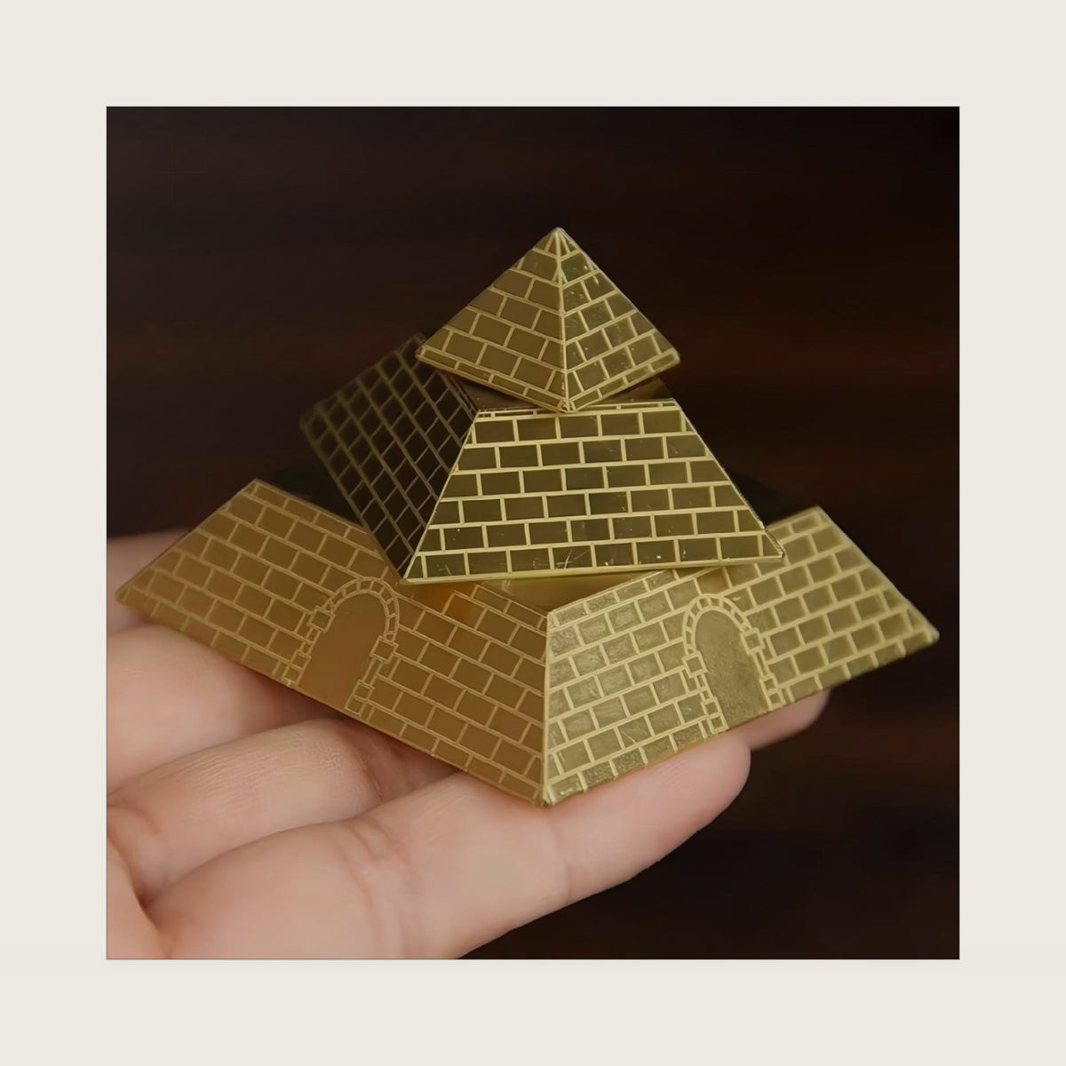 Solid Brass Pyramid Fidget Toy for Adults (Gold)
