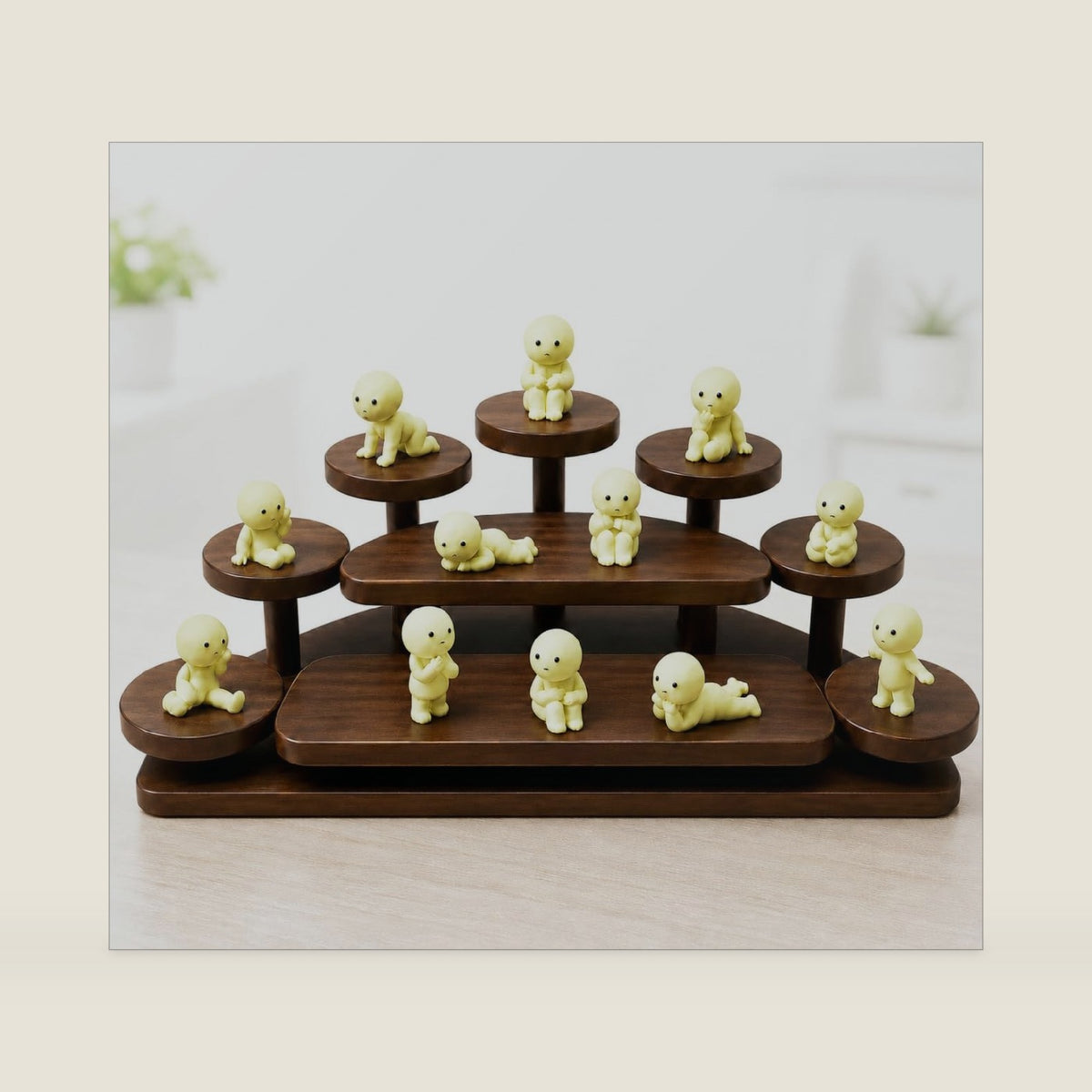 Wooden Tiered Display Stand Compatible with Figures ， Shelf, Mini Figurine Organizer Easy for enthusiasts to display on their desks, in bedrooms, and living rooms