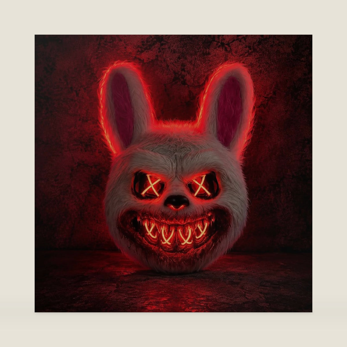 Halloween LED Bunny Mask, Light Up Purge Cosplay Mask for Adults