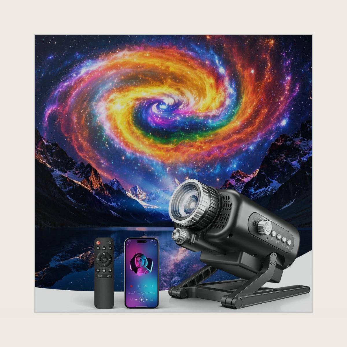 One Fire 3D Galaxy Projector, 65 Scenes HD Star Projector Bluetooth Speaker