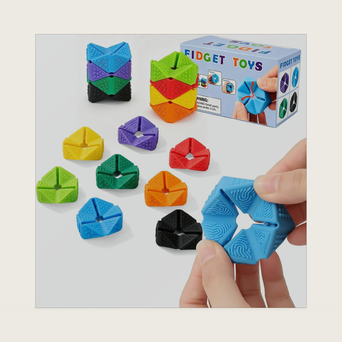 8PCS Sensory Flip Cube Fidget Toys, Quiet Fidget Toy for Kids & Adults