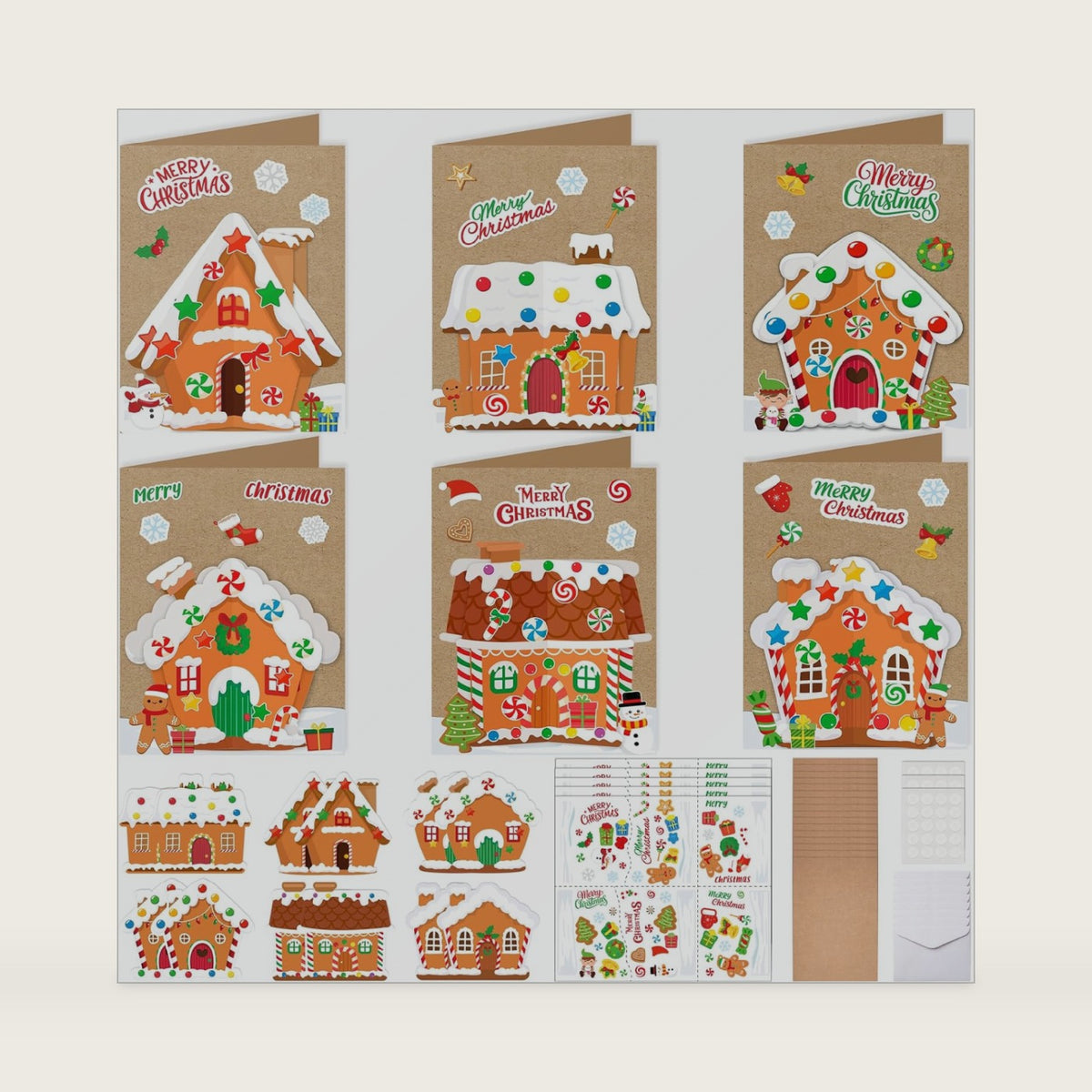 Seagoodbye 28Sets Christmas Crafts DIY Gingerbread House Card Making Kit