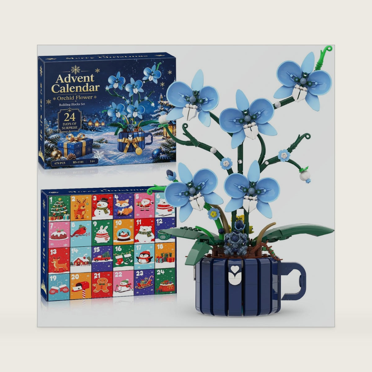 Orchid Flower Advent Calendar 2026, 24-Day Christmas Countdown Building Set