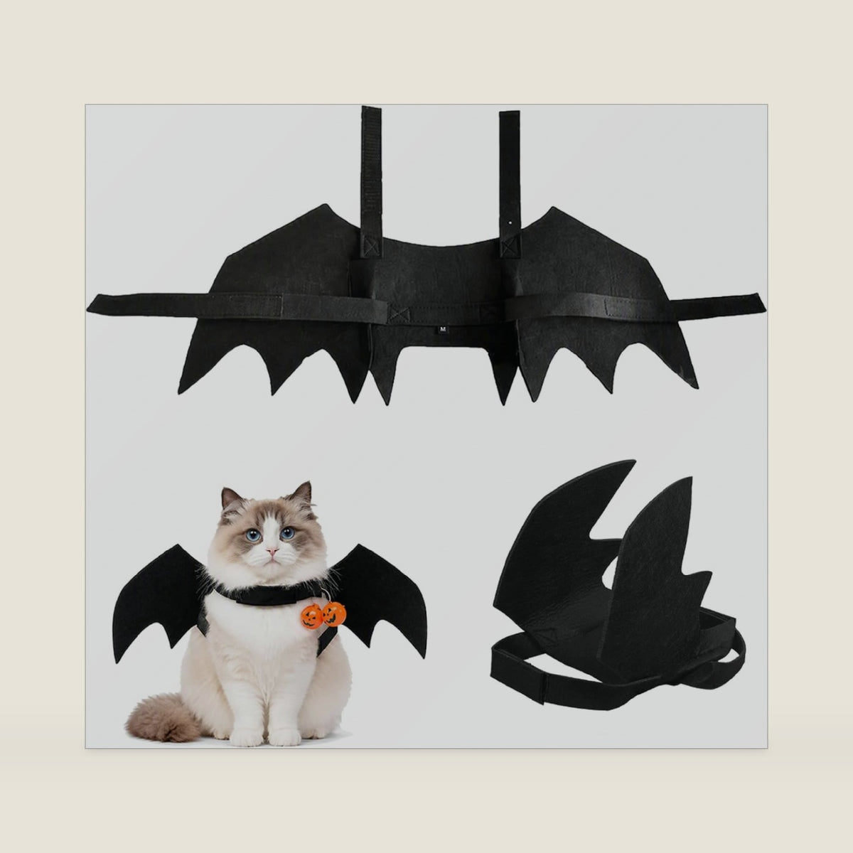 Cat Bat Wings Costume – Pet Halloween Wings for Cats & Small Dogs，Medium