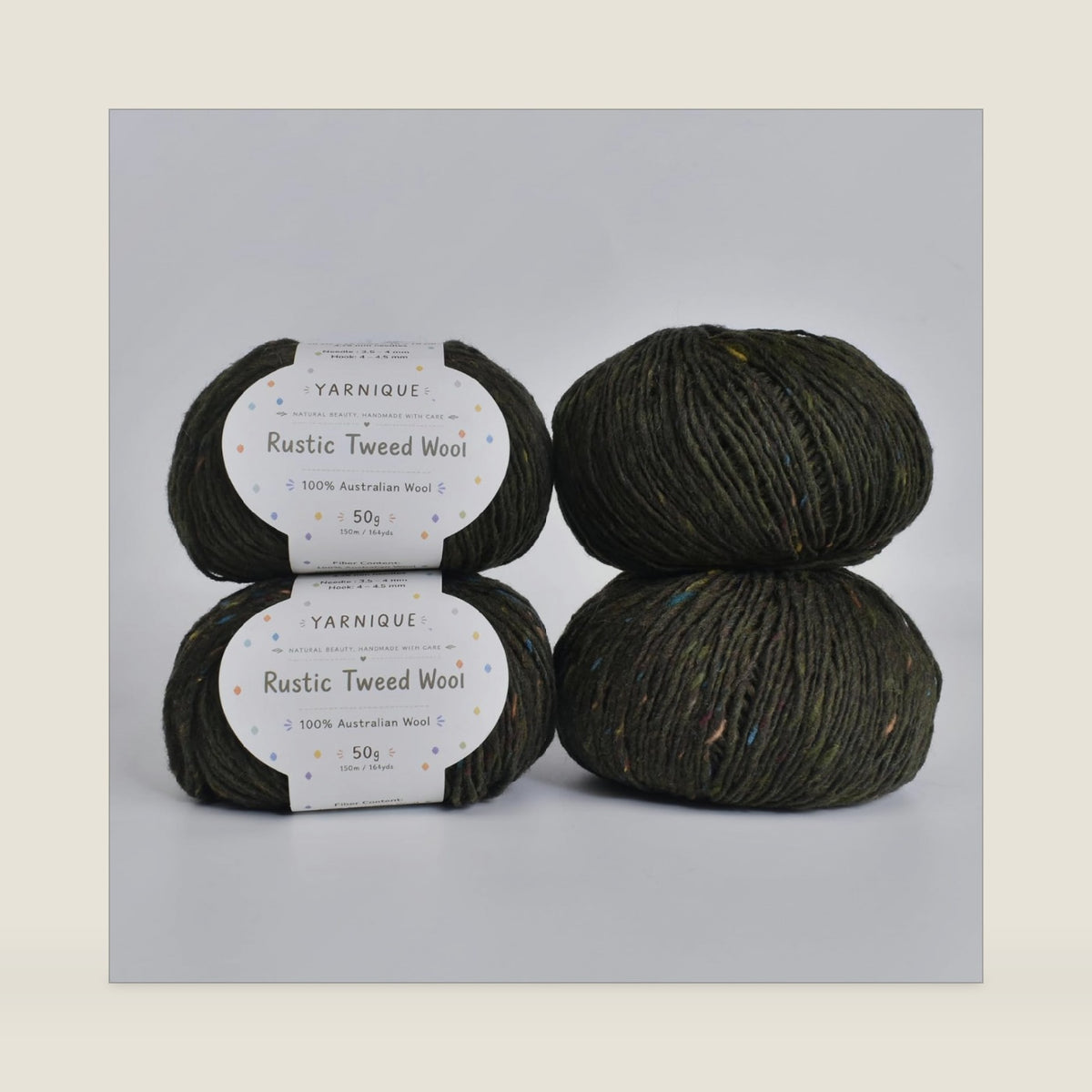 Rustic Tweed Wool Yarn, 1oo% Australian Wool, DK Weight, 4 Balls 200g, 656yds (3129 Moss Green Fleck)