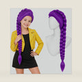 Purple Long Braided Wig for Halloween Cosplay Costume