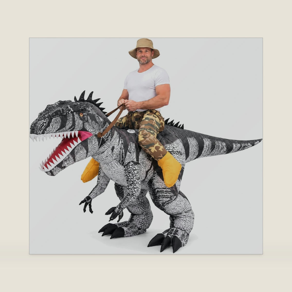 Inflatable Raptor Costume Adult Blow Up Velociraptor Ride On Dinosaur Suit