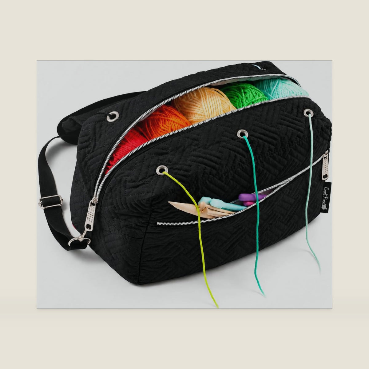 Crochet Bag Organizer with Compartments for Yarn and Knitting Projects