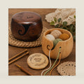 Personalized Wooden Yarn Bowls with Custom Name for Crocheting