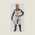 Men's Quirky King Arthur Costume Adult Medieval King Outfit with Tunic, Cape, Crown & Boot Covers