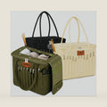 DYOART Personalized Knitting Bag with Name Leather Patch, Yarn Storage Bag