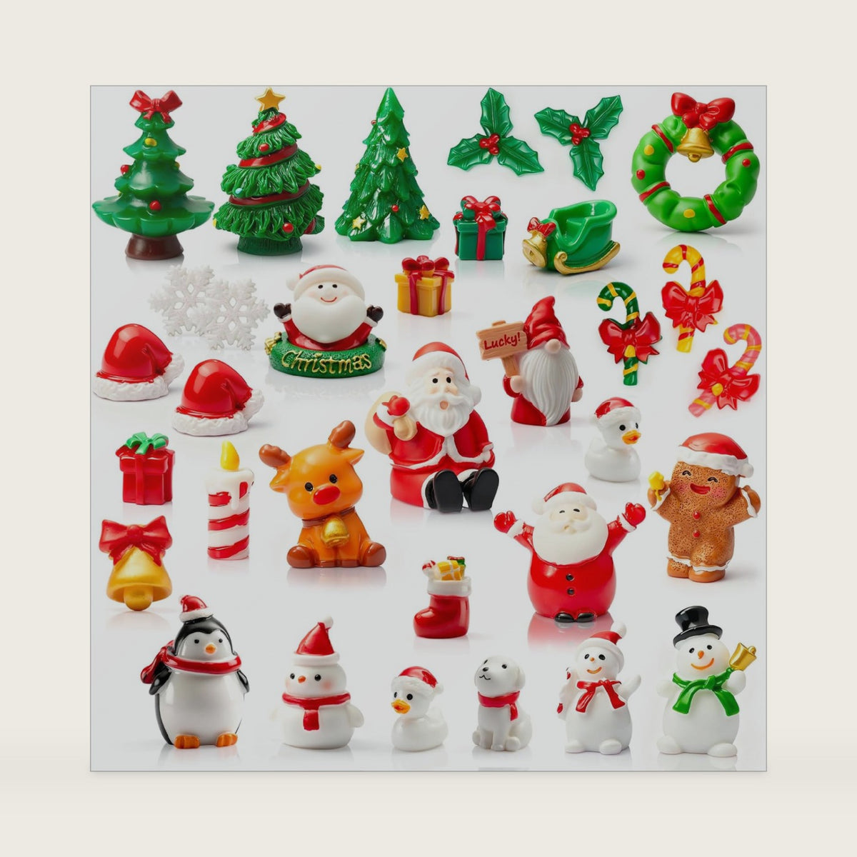 32PCS Christmas Figurines Mini Resin Figures to Hide