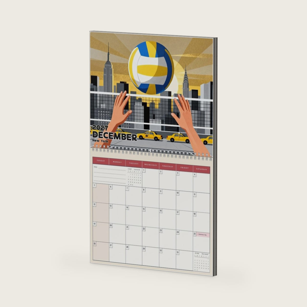 2027 Volleyball Desk and Wall Calendar, World Travel Sports Monthly Planner, Volleyball Player Coach Gift, Beach Volleyball Room Decor