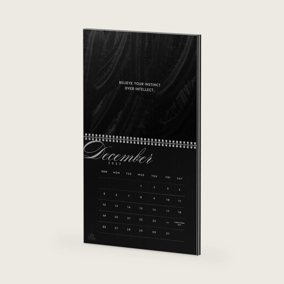 2027 Motivational Quote Desk and Wall Calendar, Black Aesthetic Daily Mindset Monthly Planner, Entrepreneur Focus Gift, Dark Office Decor