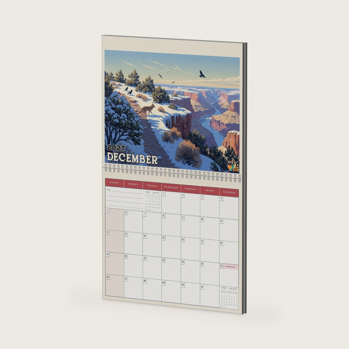 2027 Grand Canyon National Park Desk and Wall Calendar, Scenic Southwest Wildlife Monthly Planner, Arizona Nature Gift, Canyon Room Wall Decor