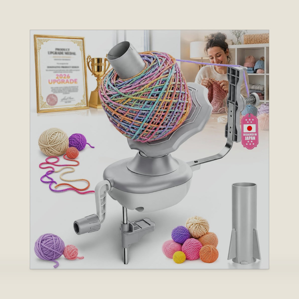 3.0 Upgrade Yarn Winder for Knitting and Crocheting【Top Precision Gear】Gray