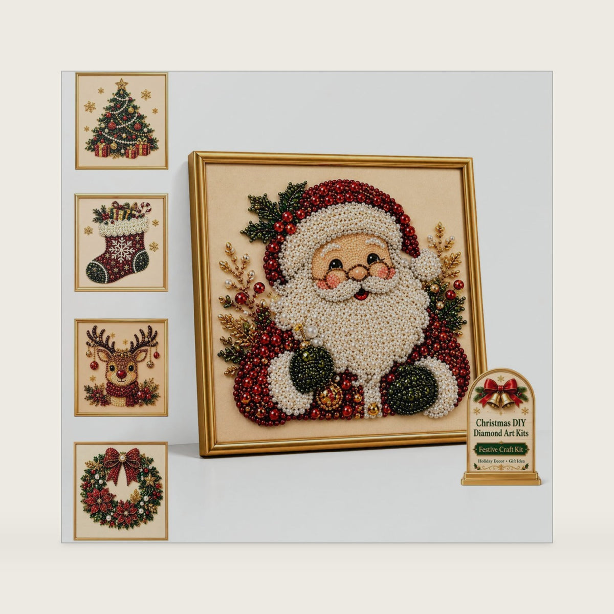 Christmas Diamond Painting Kit, DIY Santa Pearl Art for Adults (Santa)