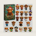 Highland Cow Christmas Advent Calendar, 24 Silicone Mini Cow Figurines