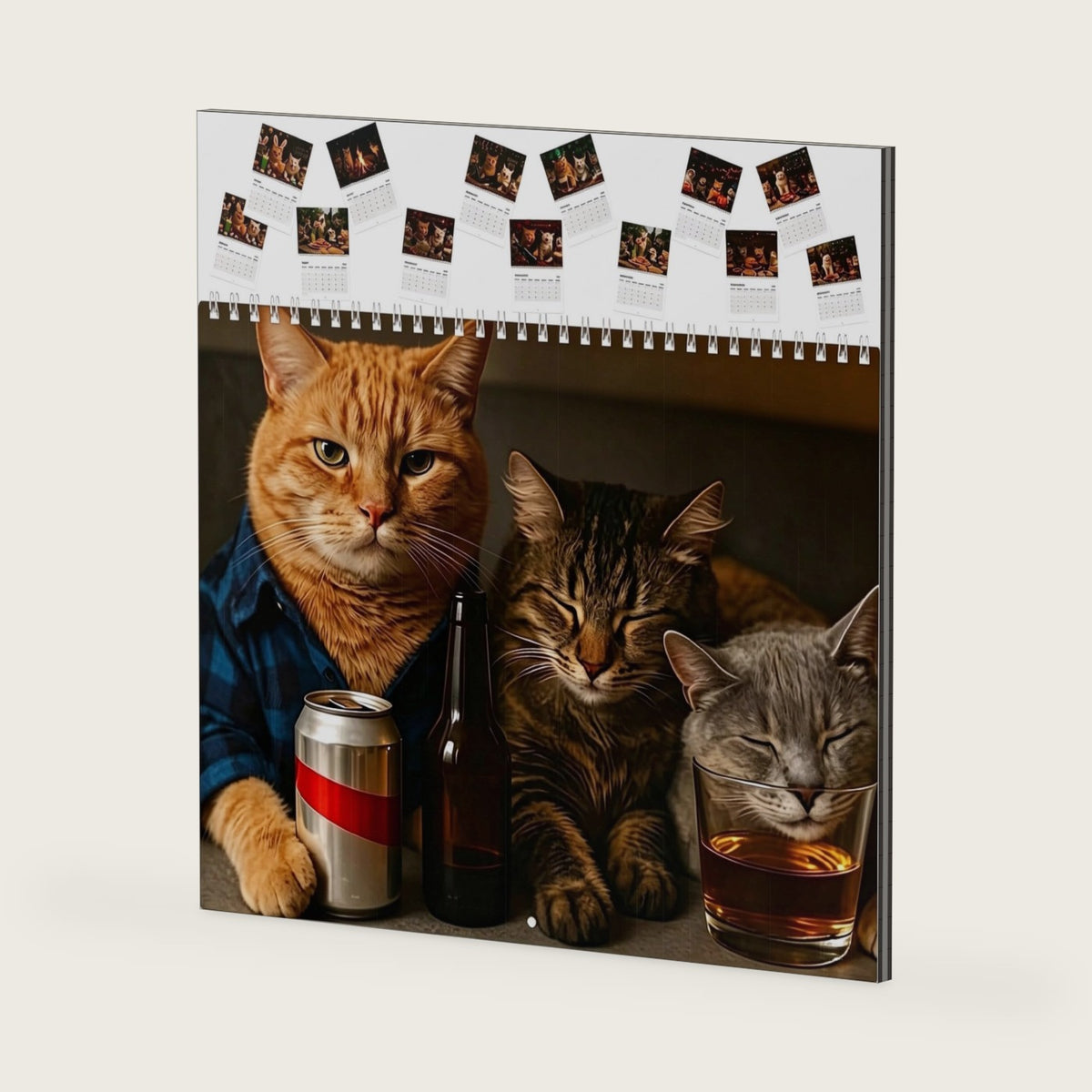 2027 Cats Calendar, Funny Cat Wall Calendar with 12 Hilarious Cat & Drink Scenes, Monthly Planner with Thick Paper for Home Office, Gag Gift for Beer Wine Whiskey & Kitten Lovers