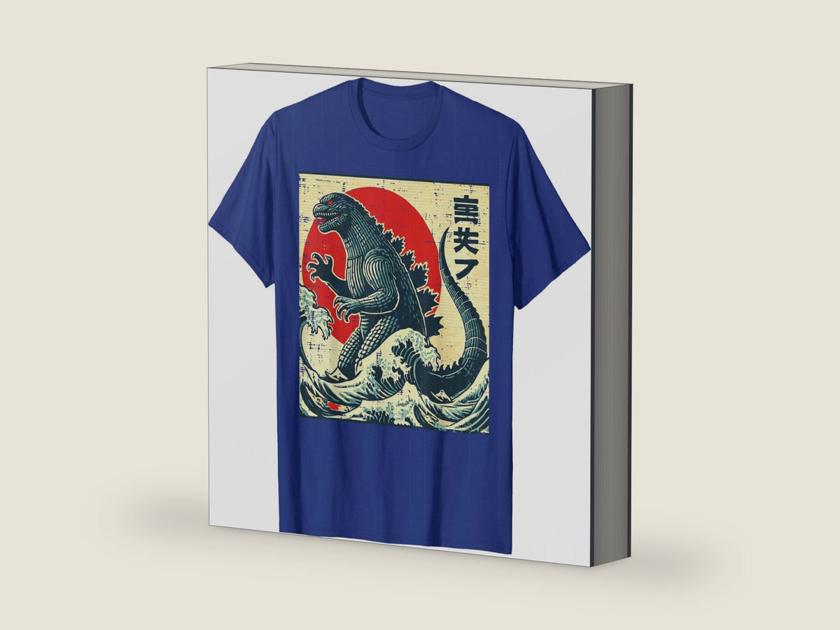 Japanese Kaiju Monster Waves Retro Ukiyo Art Women Men Kids T-Shirt