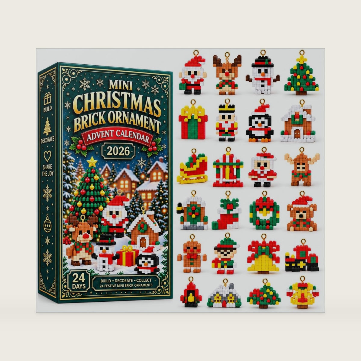 24-Day Mini Christmas Brick Ornament Advent Calendar