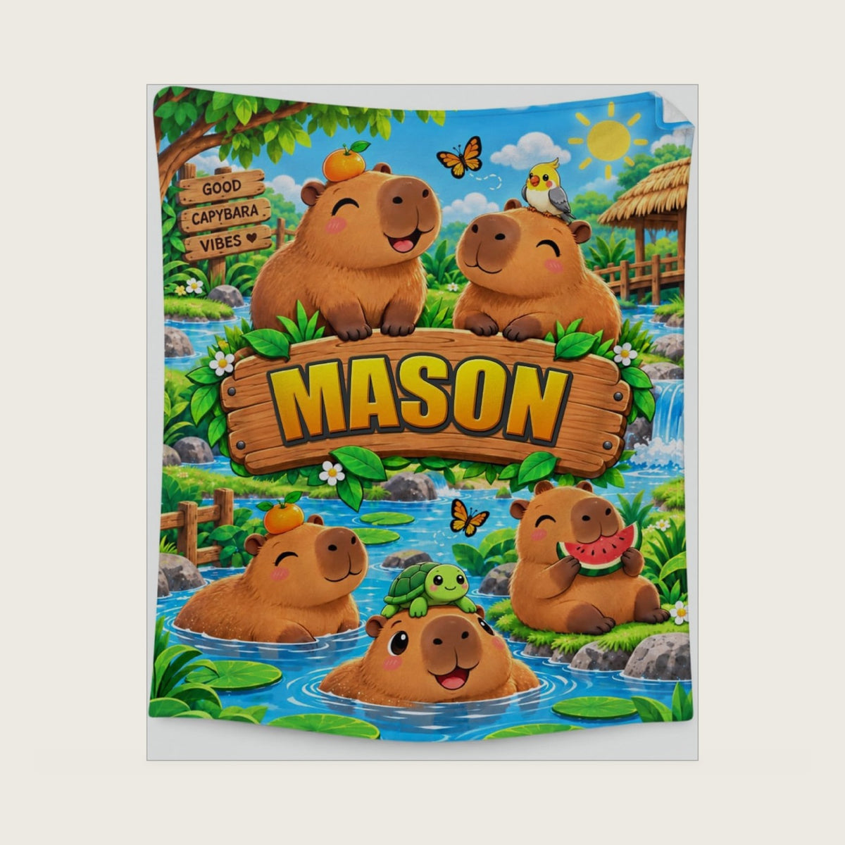 Custom Kids Blanket, Capybara Throw Blanket
